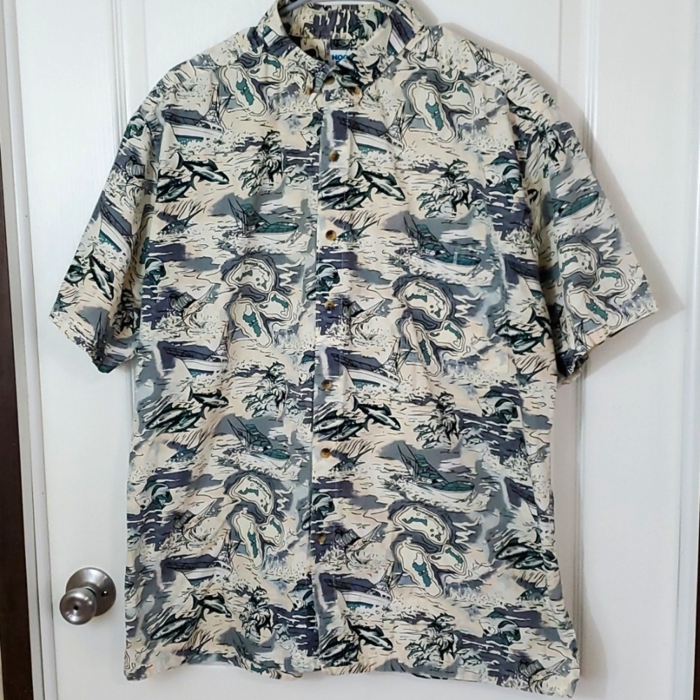 Hook & Tackle button down shirt size XL Fishing boating